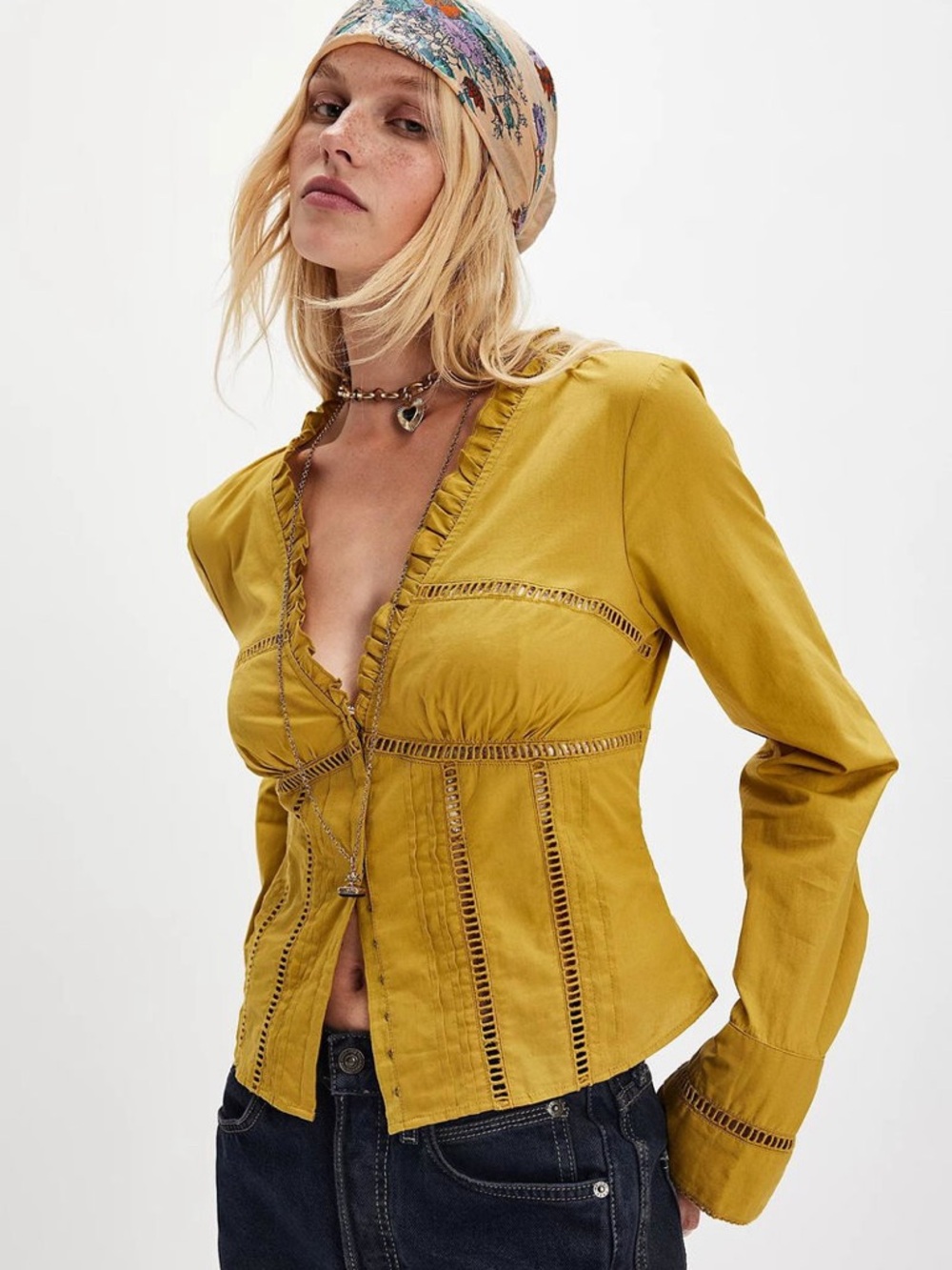 Free People Frankie Corset Top in Mustard